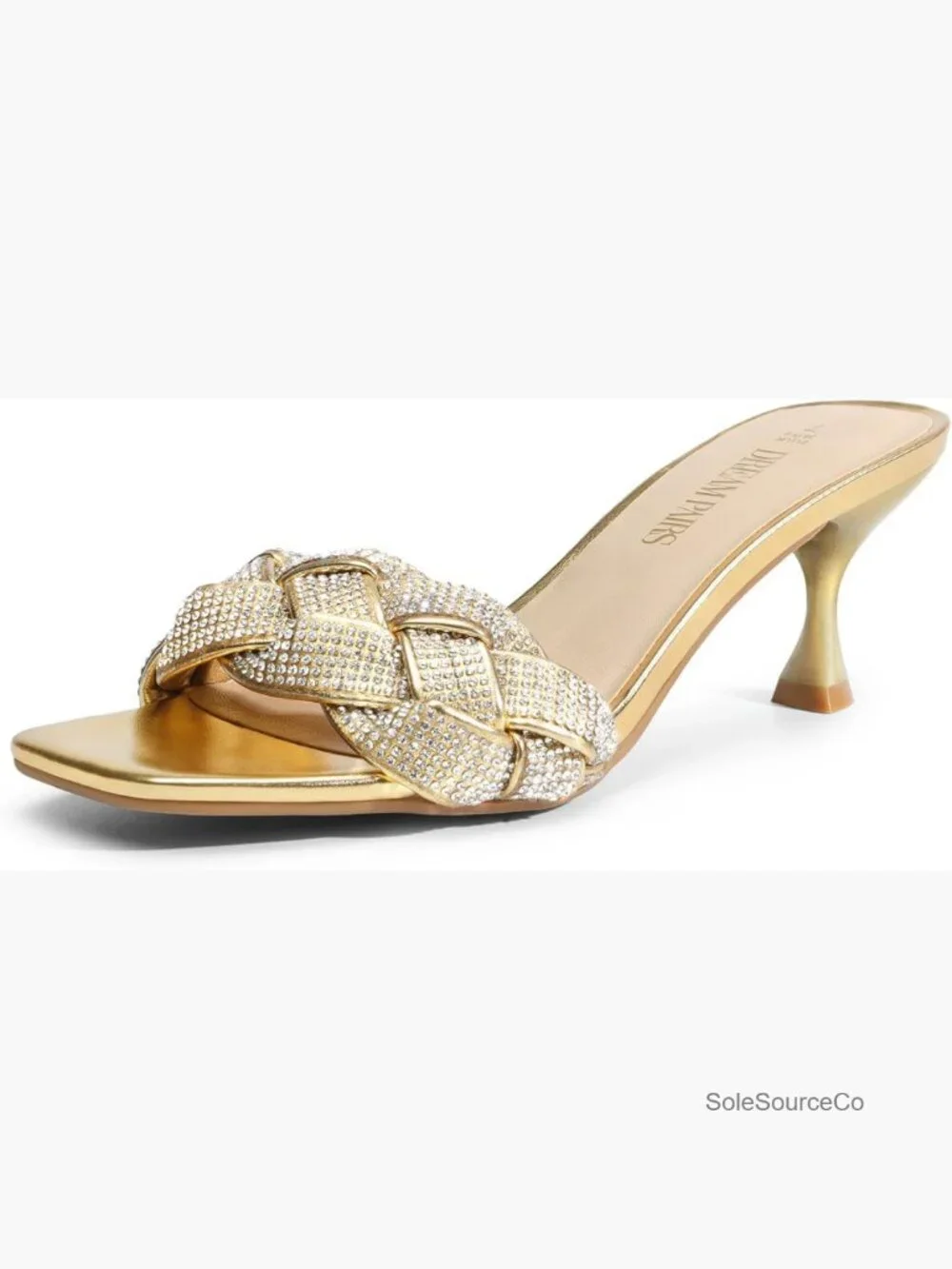 Rhinestone Open Toe Kitten Heel Sandals Slide Pumps Party Dance Dress Shoes